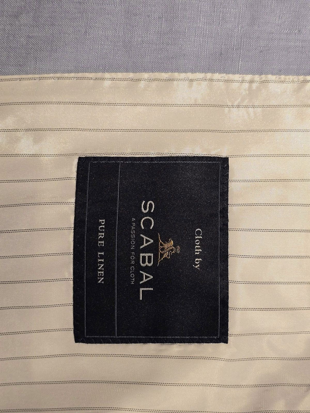 SCABAL PURE LINEN 布標特寫 進口純毛料與亞麻布樣