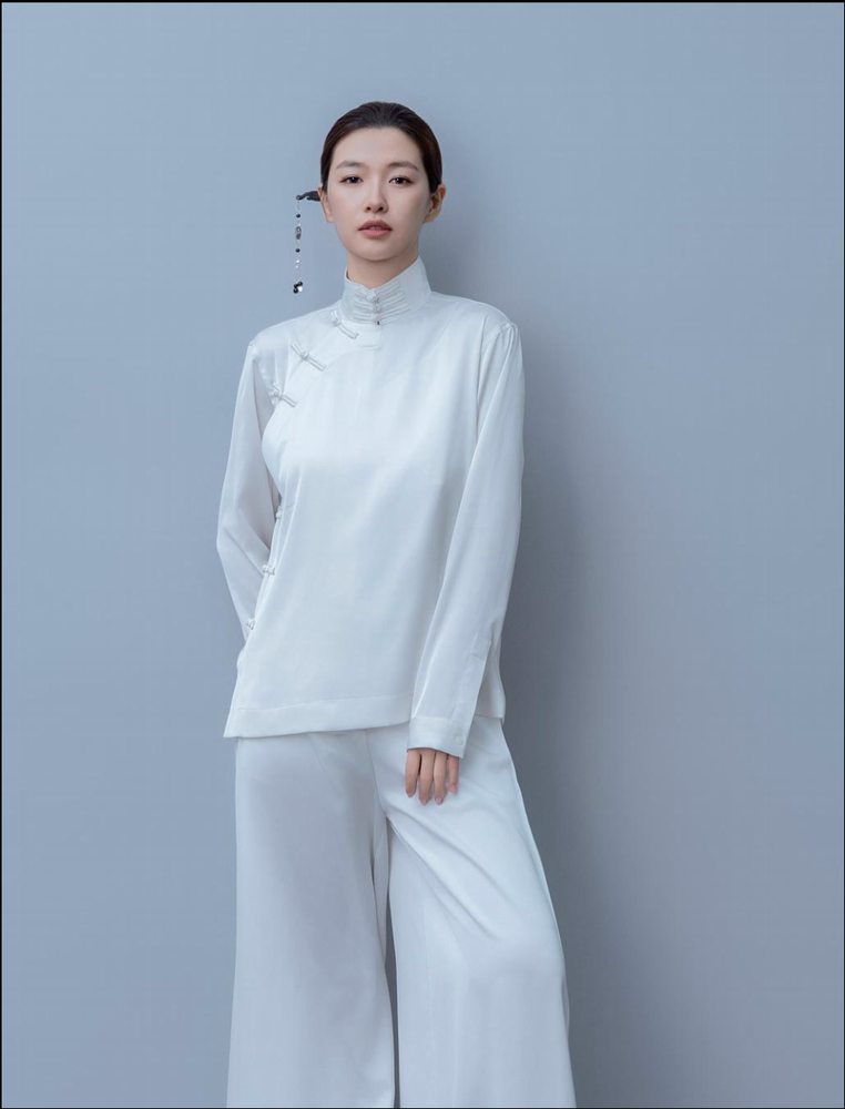 優部瑪尾女裝訂製 月白盤釦上衣寬褲