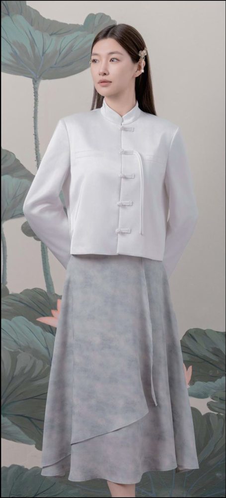 優部瑪尾女裝訂製 藕粉盤釦上衣長裙